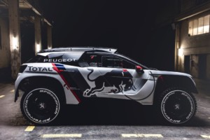 The new Peugeot 3008 DKR from the Team Peugeot Total during a studio photoshoot at Paris, France on August 7, 2016.